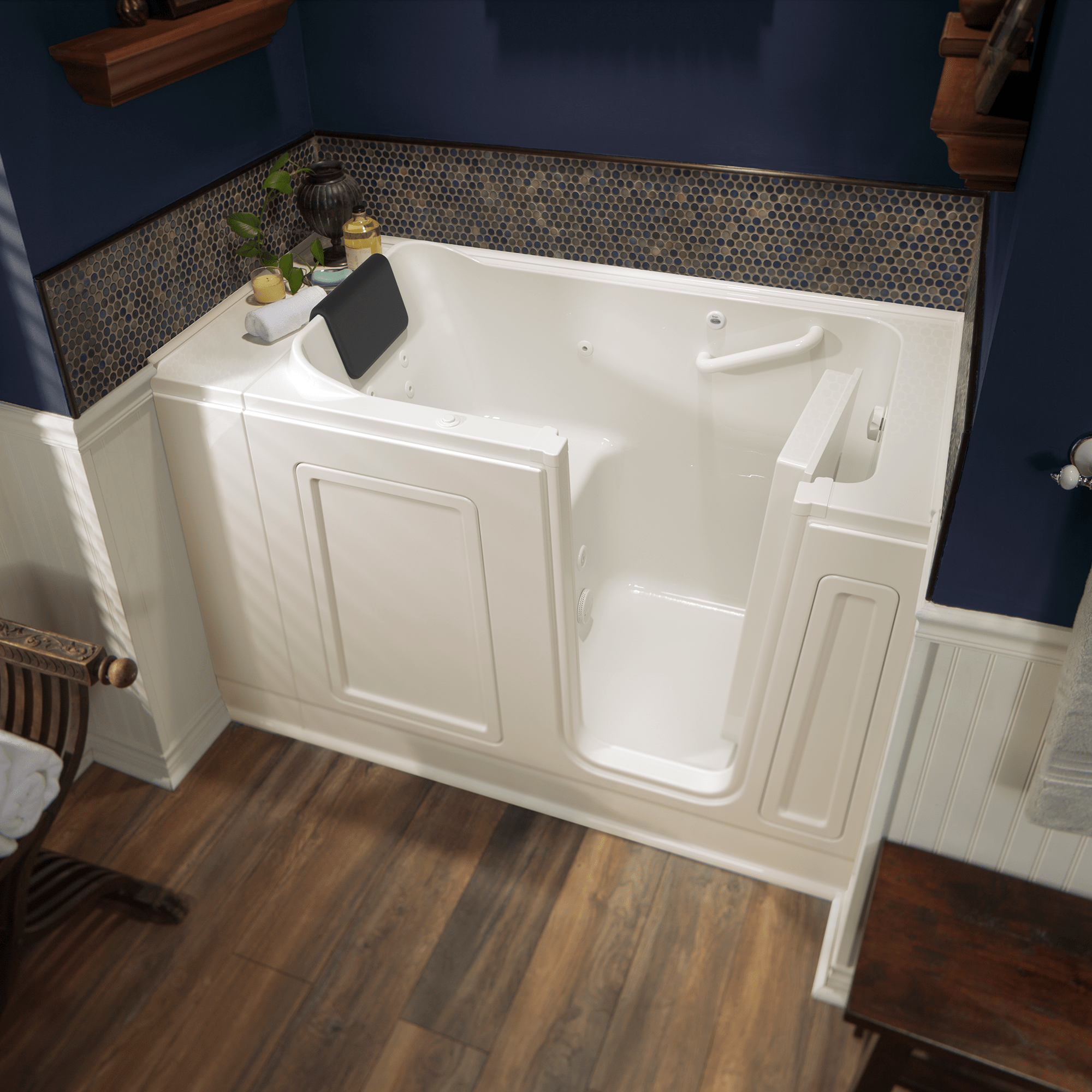 Acrylic Luxury Series 30 x 51  Inch Walk in Tub With Whirlpool System   Right Hand Drain WIB LINEN